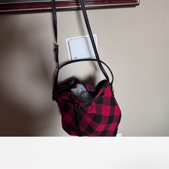 Talbots Red and Black Plaid Shoulder Bag - Picture 3 of 5